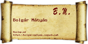 Bolgár Mátyás névjegykártya